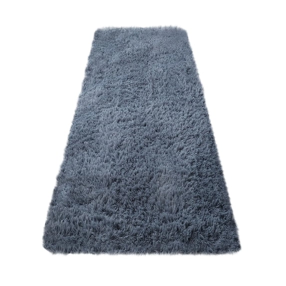PLAYDEVMO Faux Sheepskin Area Rug 24x59 Inch Soft Shaggy Carpet for Bedroom Living Room - Plush Floor Mat Non-Slip Backing Tan Color Home Decor, Gray
