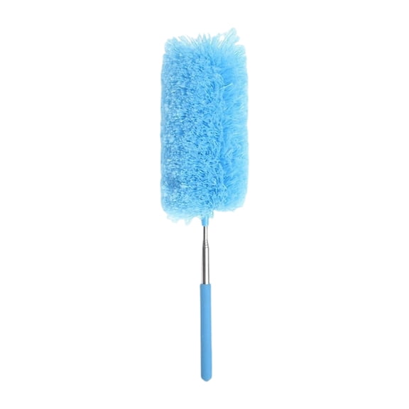 PLAYDEVMO Microfiber Feather Duster with Extendable Pole, 13.4" Bendable-Head Washable Dusting Tool for Home Cleaning, Furniture, Car Interior, Ceiling Fan, Blue, 1Pcs