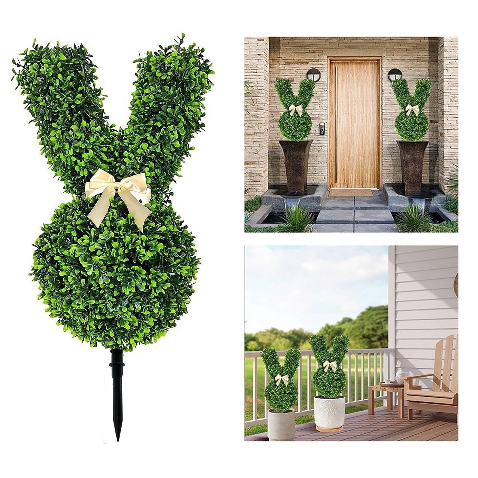 PLAYDEVMO Mini Rabbit Shaped Topiary Trees, 22 Inch Heart Rabbit Green ...