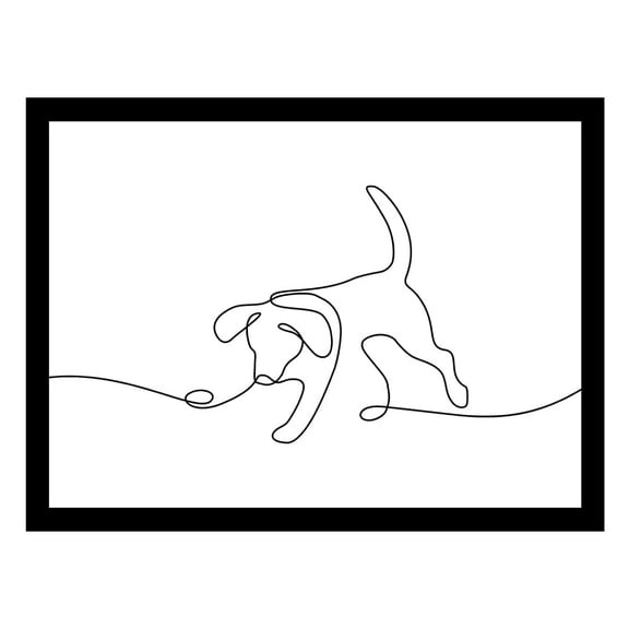 PLAYFUL DOG LINE ART Framed Print