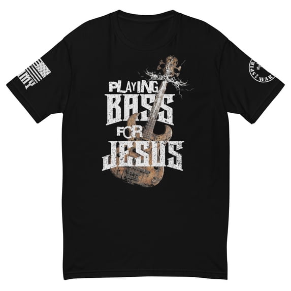 PLAYING BASS FOR JESUS Fitted mens T-shirt (Black, 3XL)