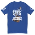 thumbnail image 1 of PLAYING BASS FOR JESUS Fitted mens T-shirt (Royal Blue, L), 1 of 2