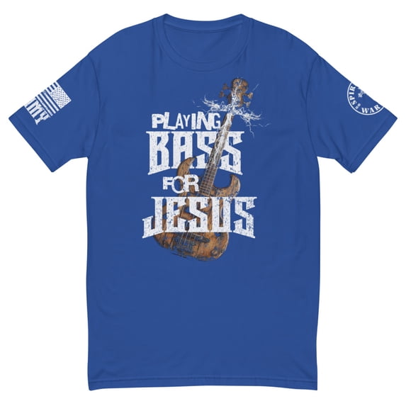 PLAYING BASS FOR JESUS Fitted mens T-shirt (Royal Blue, L)