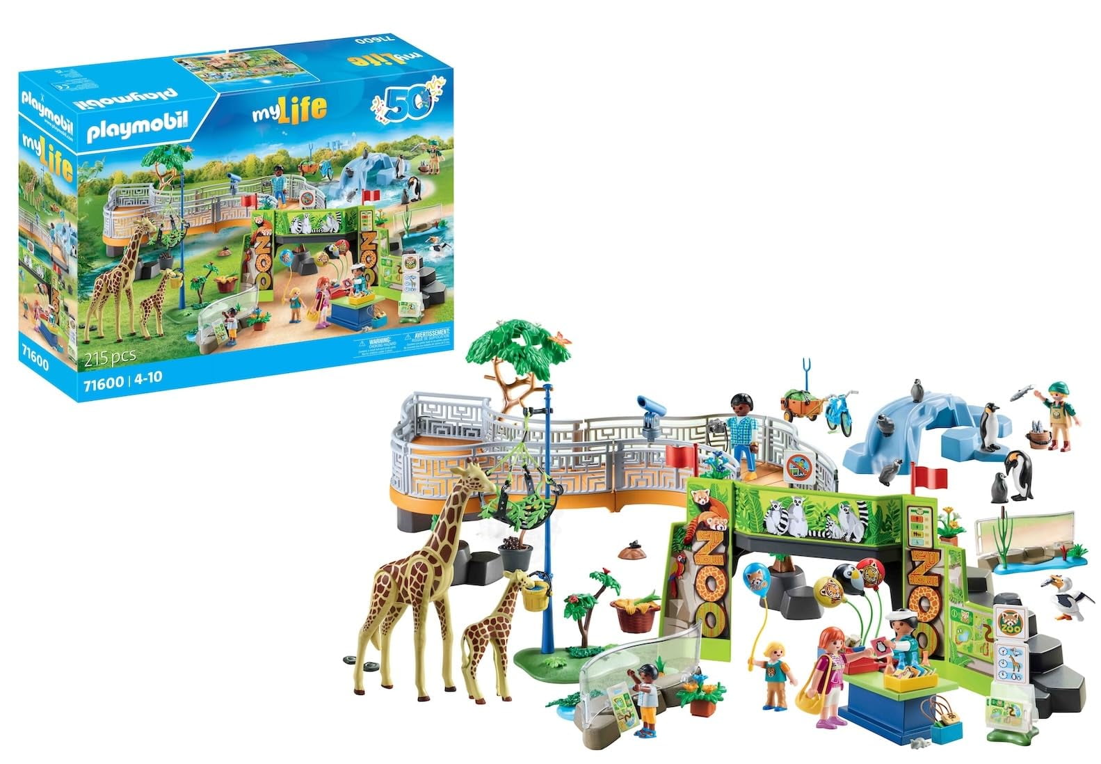 PLAYMOBIL MyLife 71600 Big Zoo, extensive Zoo Set with 16 native and exotic animals, as well as assorted accessories, toys for boys and girls from 4 years old