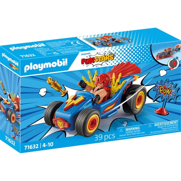 PLAYMOBIL Funstars 71632 Race worstelaar, kart met pullback-motor, dynamische speelset voor spa