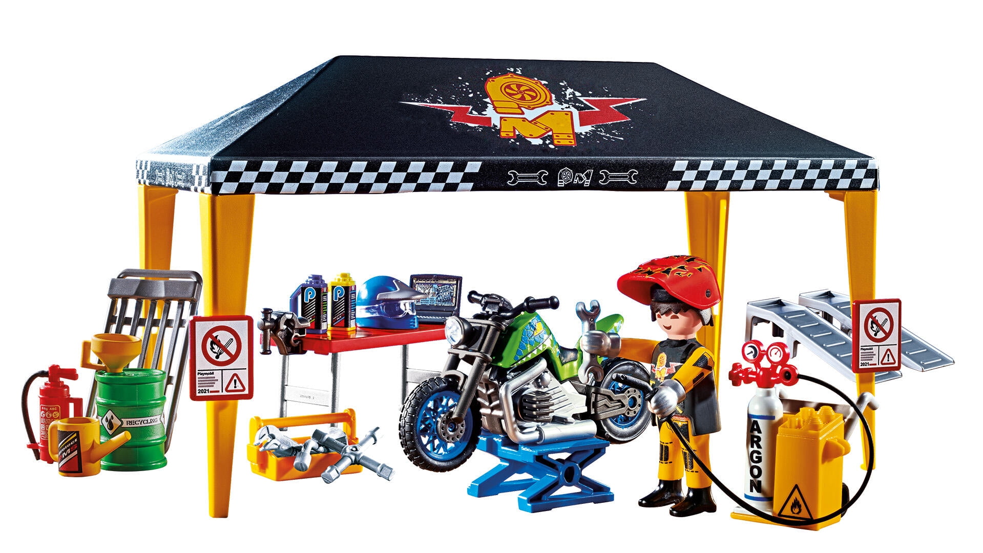 PLAYMOBIL New Stunt Show Service Tent for Kids 8.7 inch