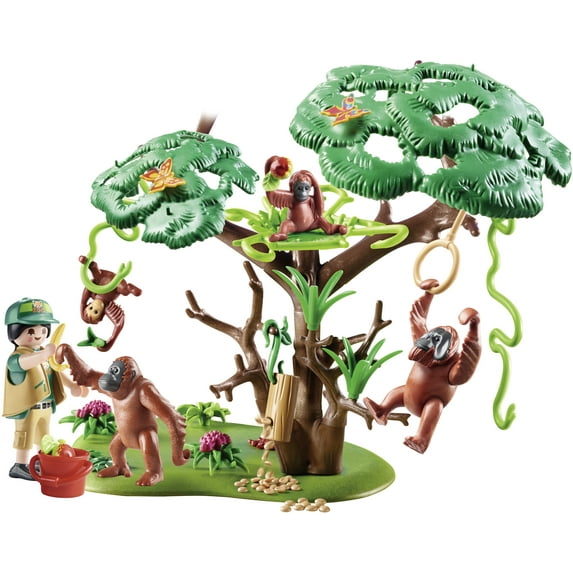 PLAYMOBIL Orangutans with Tree Action Figure Set, 49 Pieces