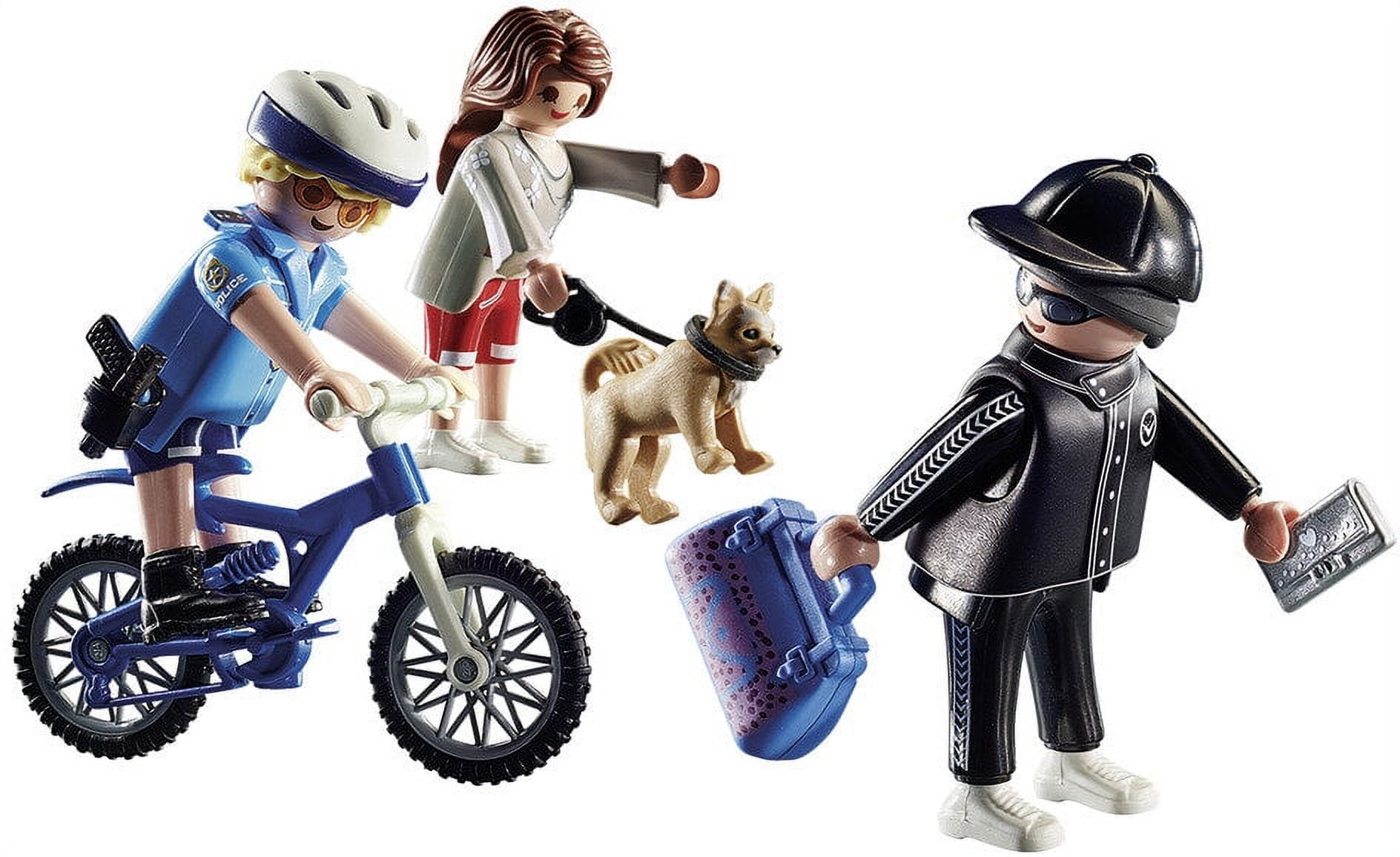 PLAYMOBIL Police Bicycle with Thief Action Figure Set, 17 Pieces