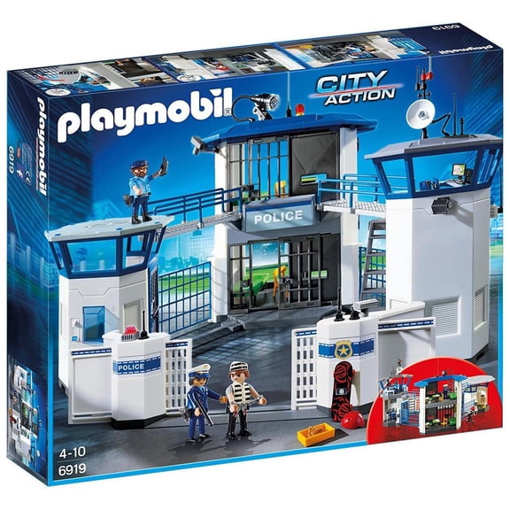 PLAYMOBIL Police Command Center with Prison Action Figure Set, 256 Pieces