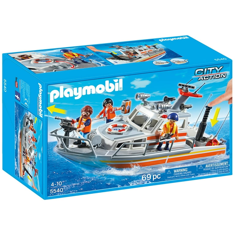 PLAYMOBIL Rescue Boat with Water Hose Play Set - Walmart.com