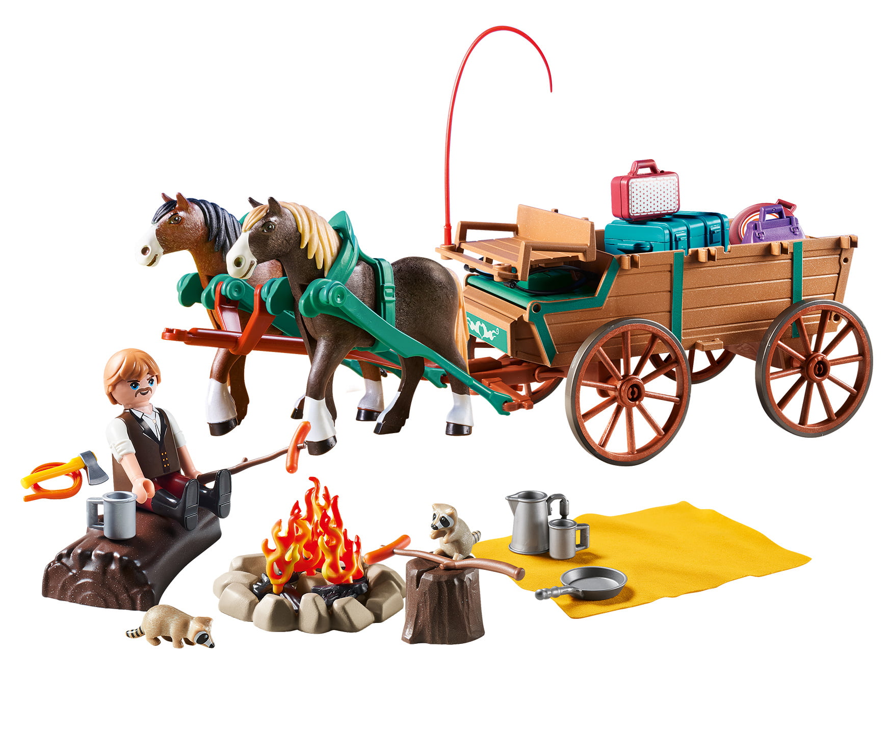 NEW** Playmobil Jeep and Horse Trailer with Dad and Son Riders
