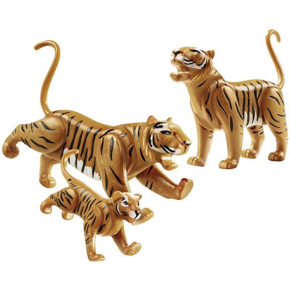 PLAYMOBIL Tigers with Cub Action Figure Set, 3 Pieces
