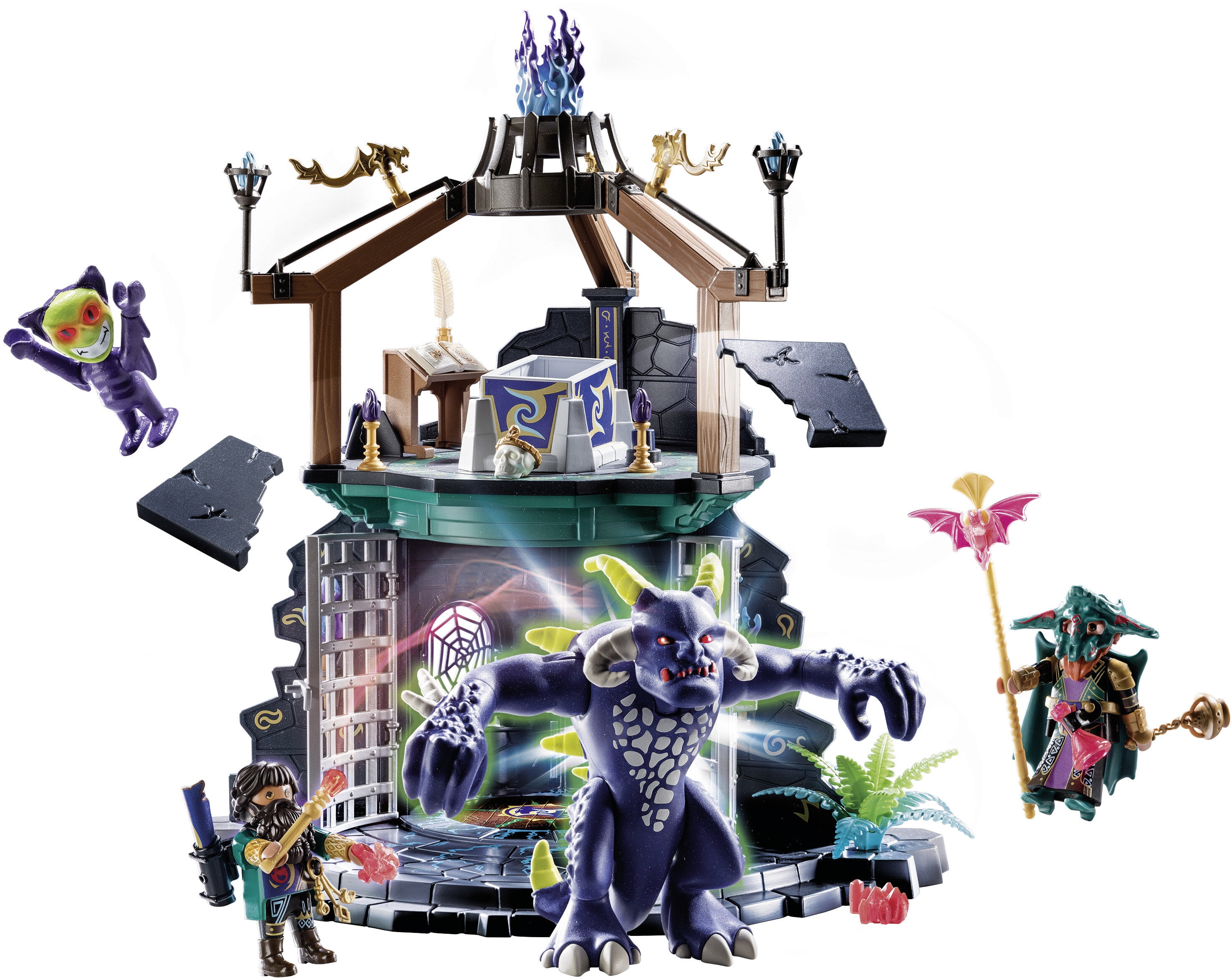 PLAYMOBIL Violet Vale Demon Lair Action Figures, Includes 2 Dark Magicians, Dungeon, and Accessories