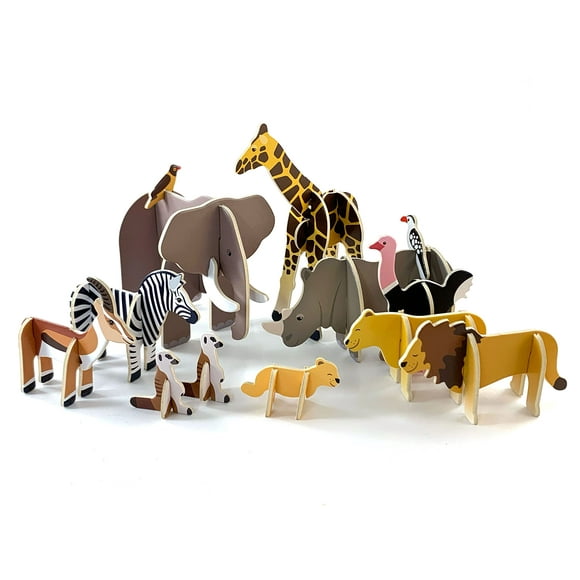PLAYPRESS Savannah Animals Eco-friendly Children's Toy Playset. Includes 13 Animals