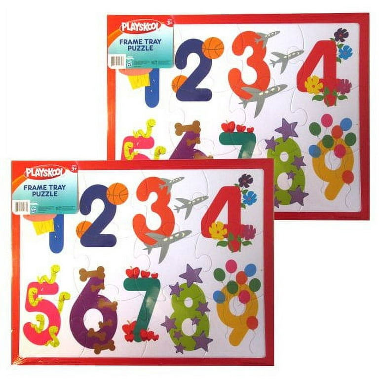 PLAYSKOOL 14 x 11 12 Piece Number Puzzle With Frame Tray(2 Pack) Great  Gift! 