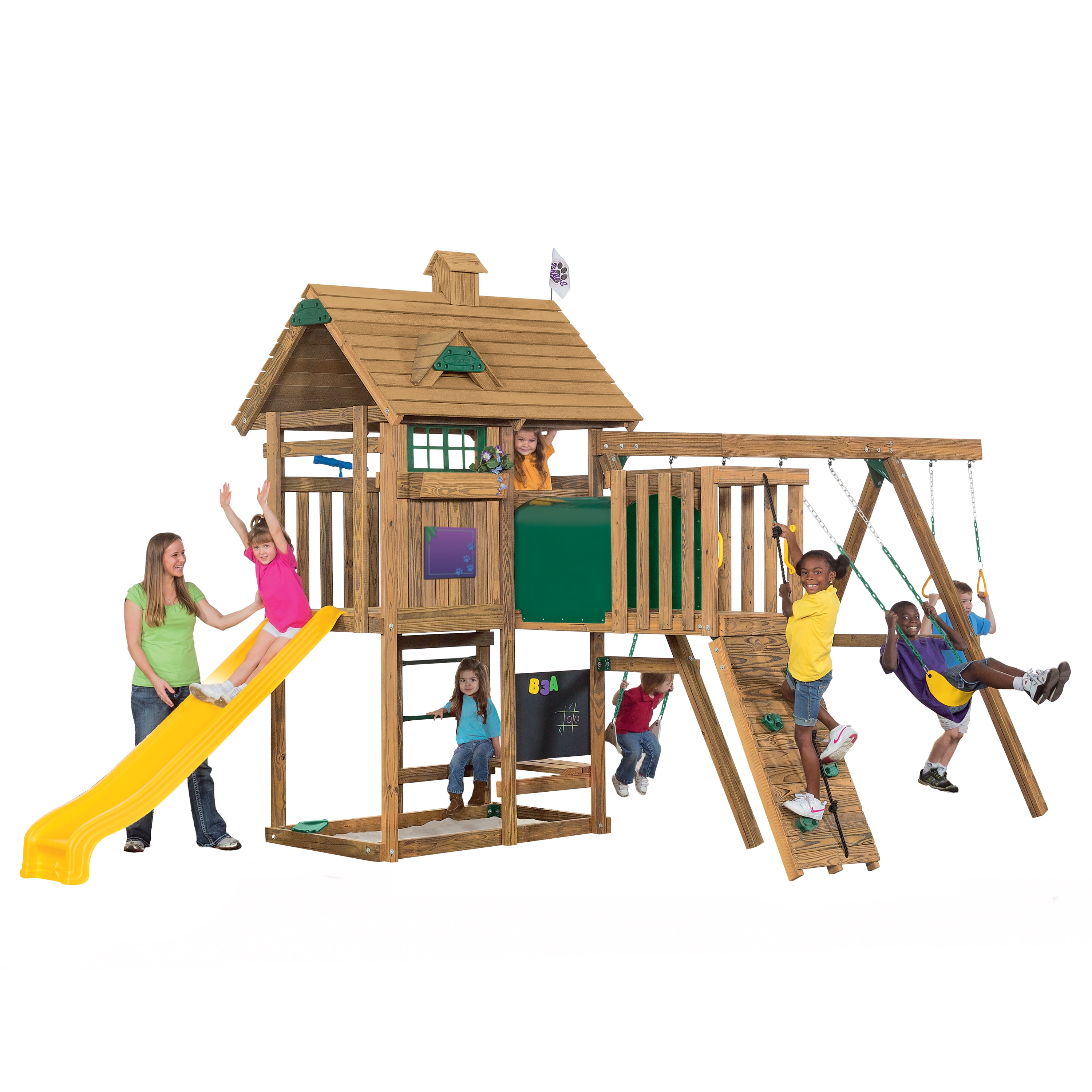 PLAYSTAR ALL PRO BRONZE SWING SET (A). SOUTHERN PINE LUMBER. INCLUDES