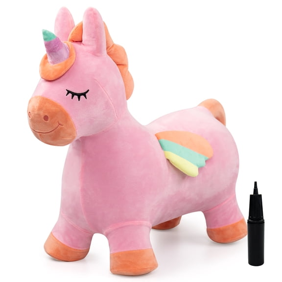 PLAYZAP Bouncy Horse for Toddlers 1-3, Inflatable Animal Hopper Bounce Toys with Pump, Ride on Bouncer Hopping Gifts for 2-6 Year Old Boys Girls - Unicorn