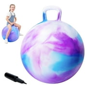 PLAYZAP Hopper Ball, Bouncy Ball with Handle for Kids, 22-inch Hippity Hoppity Hop Bounce Ball Toys, Sit and Bouncing Ball with Pump, Boys Girls Jumping Hopping Ball Gifts - Blue Cloud
