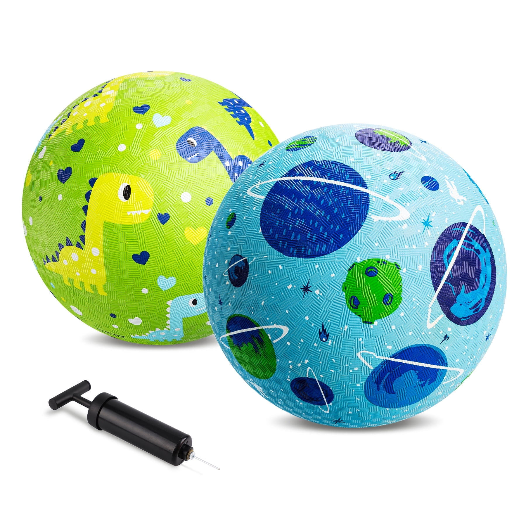 PLAYZAP 2-Pack Dinosaurs & Planet Playground Balls with Pump – 8.5 ...