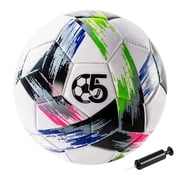 PLAYZAP Soccer Ball Size 5 with Pump Deflated, Vibrant Multicolor Design, Bright Tri-Color Indoor/Outdoor Training Sports Ball, Official Size - Ideal Soccer Gif