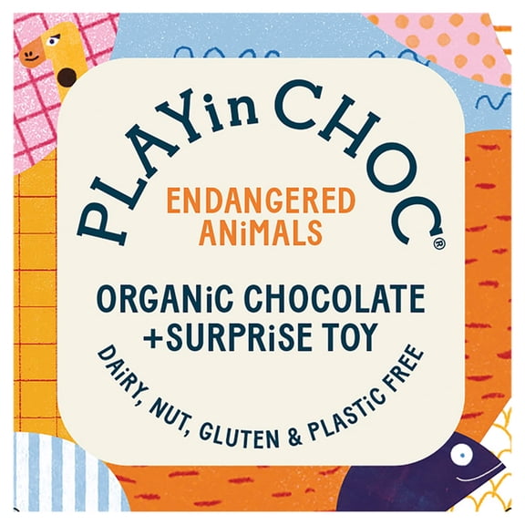 PLAYin CHOC Toy Choc Box Endangered Animals Organic Chocolate & Surprise Toy, Imported from Britain