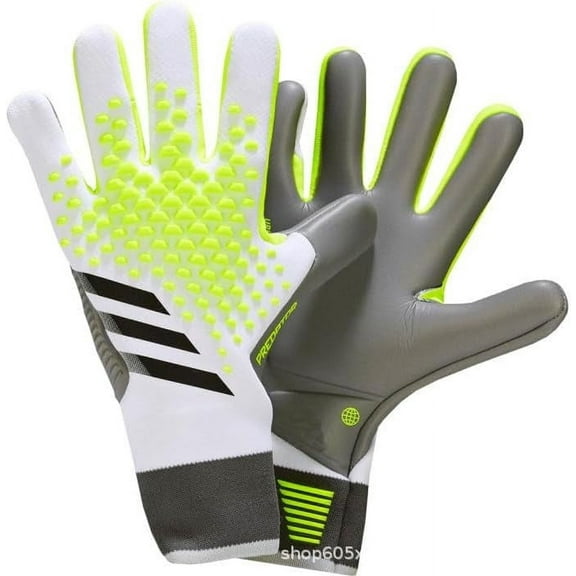 PLBSE Soccer Goalkeeper Gloves Goalie Training Gloves Strong Grip Anti-Slip and Breathable for Adults and Children (White Grey,6)
