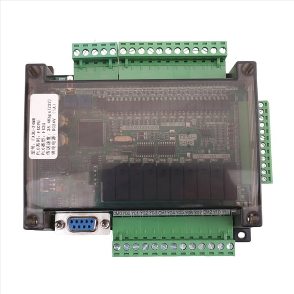 PLC Industrial Control Board FX3U-24MR High-Speed Household PLC Industrial Control Board PLC Controller Programmable,1 * PLC industrial control board,Black & Green