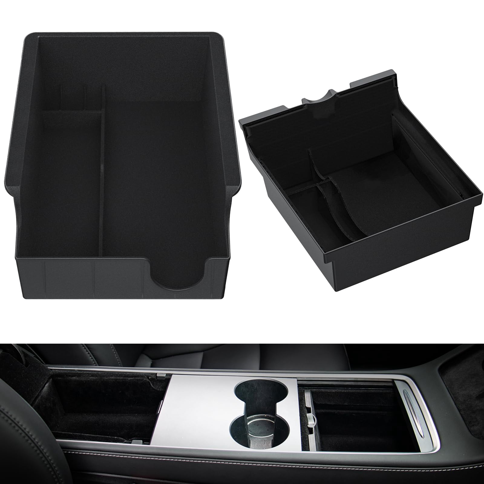 Tesla Model 3 & Y Center Console Organizer Tray – Smooth Slide Silicone Storage Tray For Interior