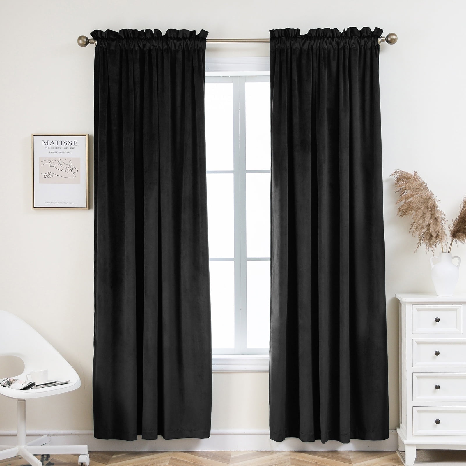 PLEASANT BOULEVAD Rod Pocket Curtains , 52" x 84", 2 Panels