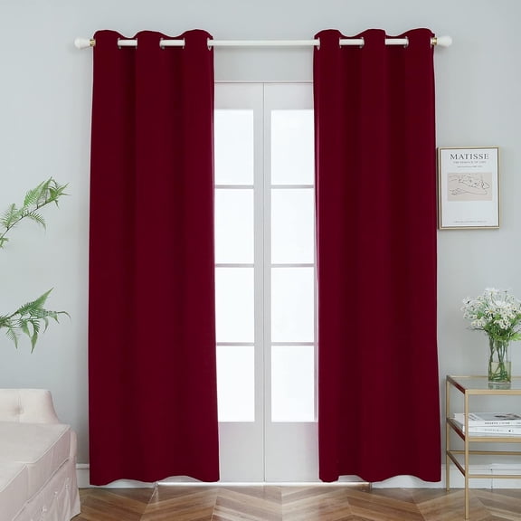 PLEASANT BOULEVARD | 100% Blackout Curtains [2 Panels] Elegant Thermal Insulated Drapes for Bedroom, Living Room, Large Window | Grommet Style (42 x 84in, Red)