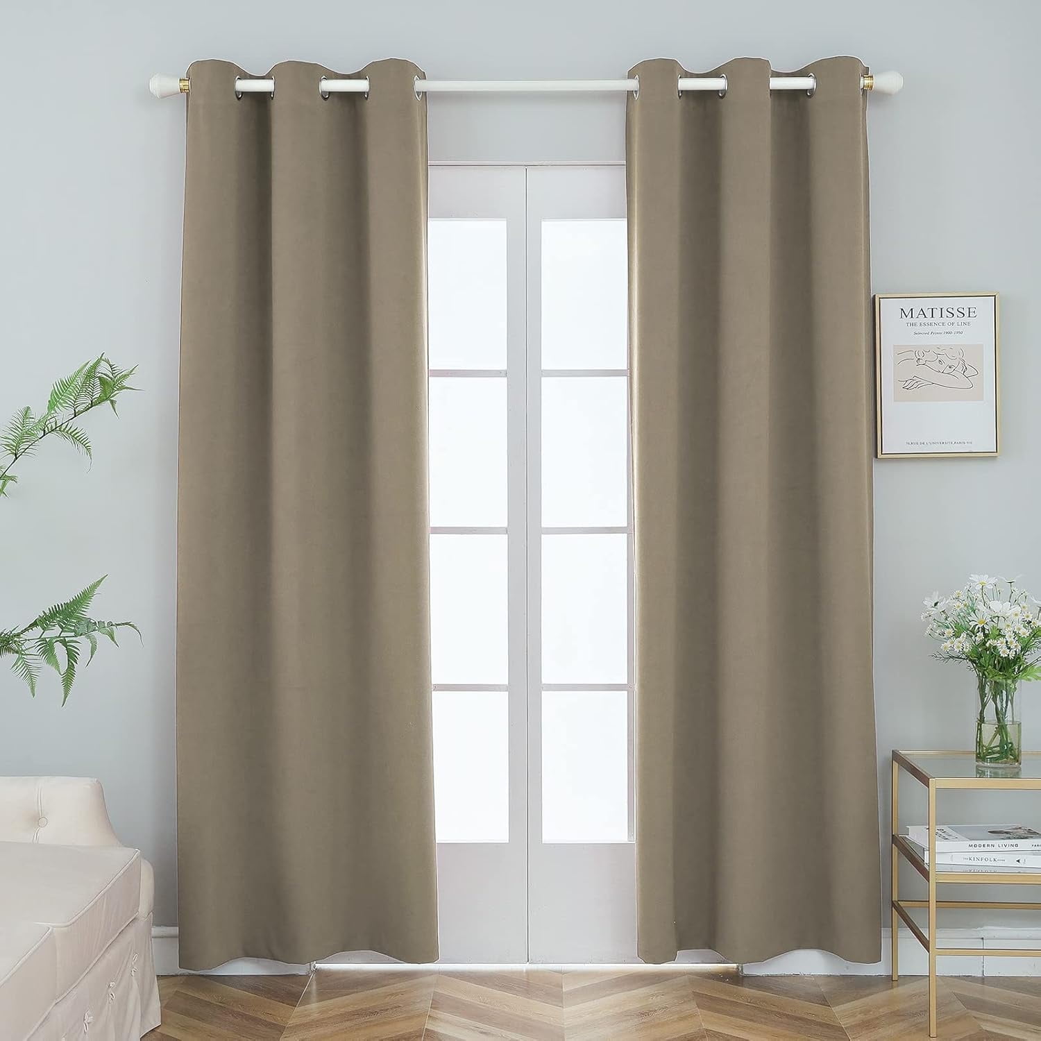 Khaki Velvet Blackout Grommet Window Panels for Kids, 42" x 95"