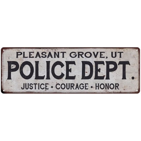 PLEASANT GROVE, UT POLICE DEPT. Home Decor Metal Sign Gift 6x18 206180012985