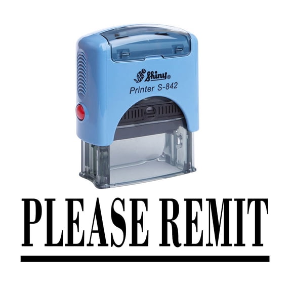 PLEASE REMIT Self Inking Rubber Stamp Office Stationary Custom Shiny Stamp