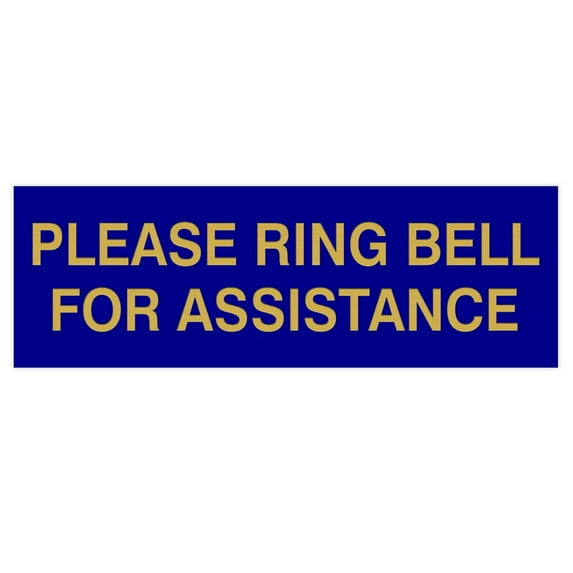 PLEASE RING BELL FOR ASSISTANCE Sign - Blue / Gold - Medium