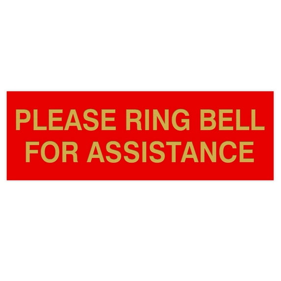 PLEASE RING BELL FOR ASSISTANCE Sign - Red / Gold - Medium