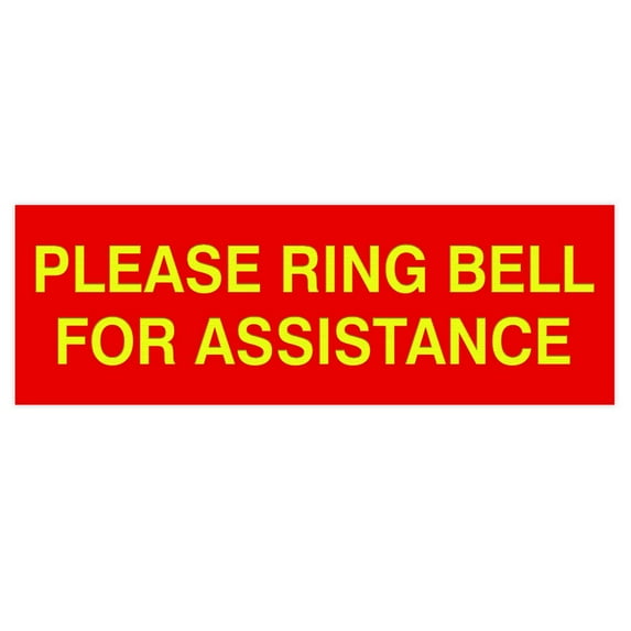 PLEASE RING BELL FOR ASSISTANCE Sign - Red / Yellow - Large