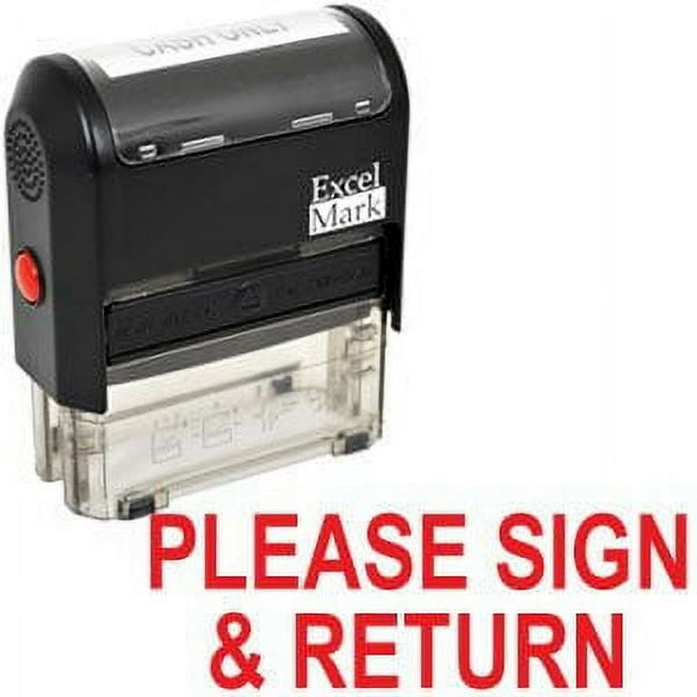 PLEASE SIGN and RETURN Self Inking Rubber Stamp - Red Ink