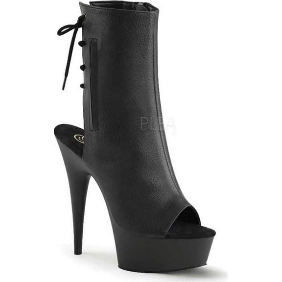 PLEASER DELIGHT-1018 Women's Open Toe Back Lace-Up Stiletto Ankle Booties