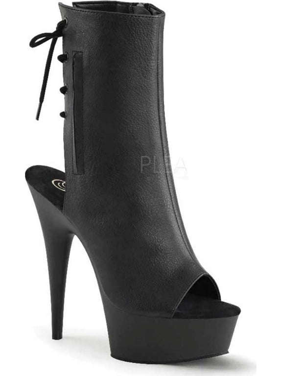 DELIGHT-1018 Women's Open Toe Back Lace-Up Stiletto Ankle Booties