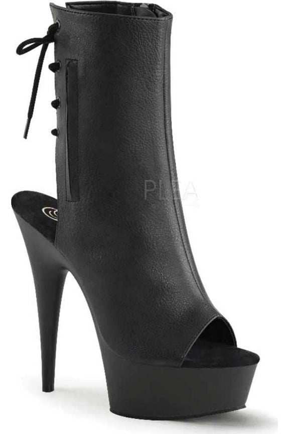 DELIGHT-1018 Women's Open Toe Back Lace-Up Stiletto Ankle Booties