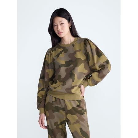 Scoop Women’s and Women's Plus Pleat Shoulder Sweatshirt, Sizes XS-4X