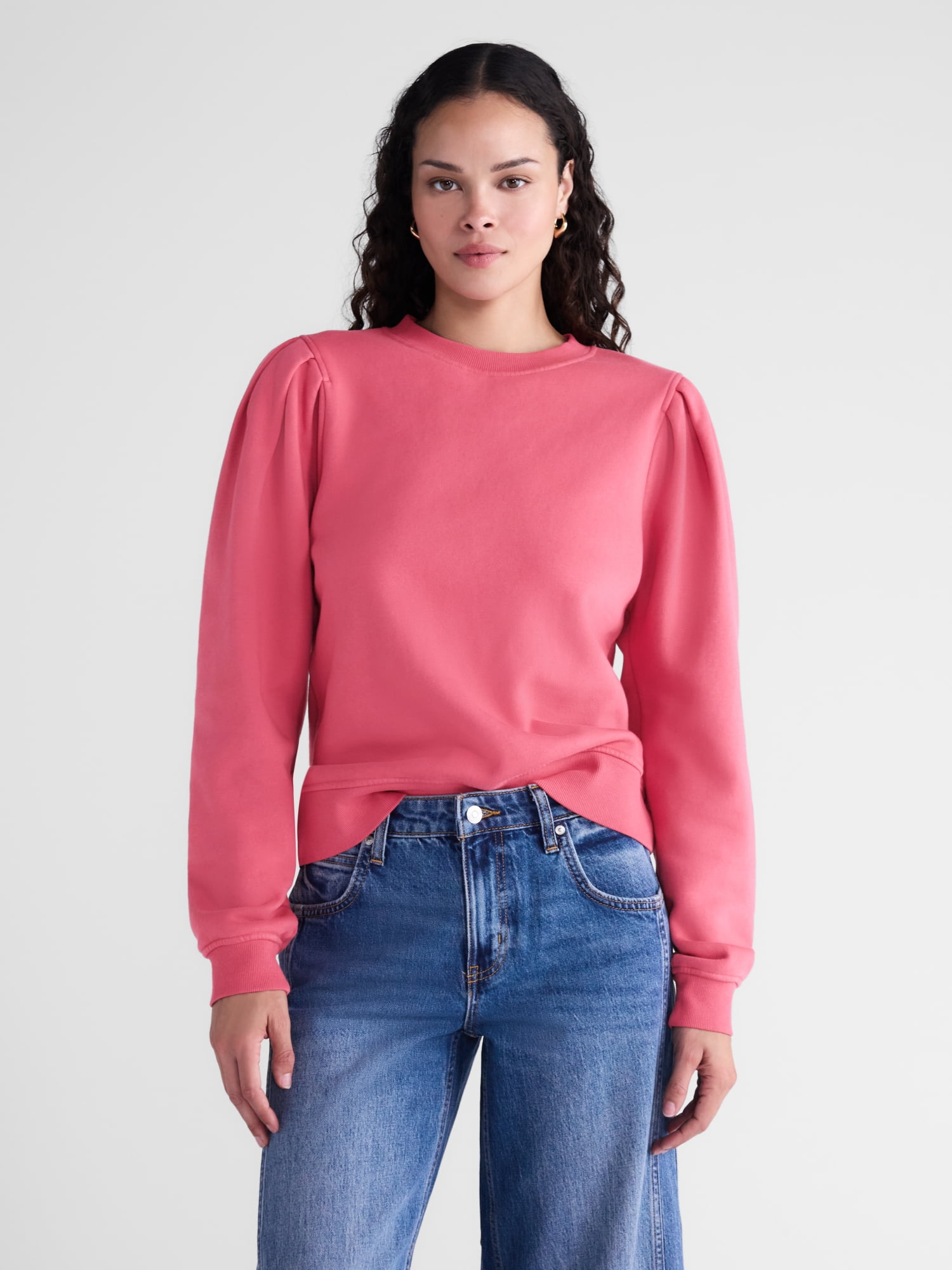 Scoop Women’s and Women's Plus Pleat Shoulder Sweatshirt, Sizes XS-4X