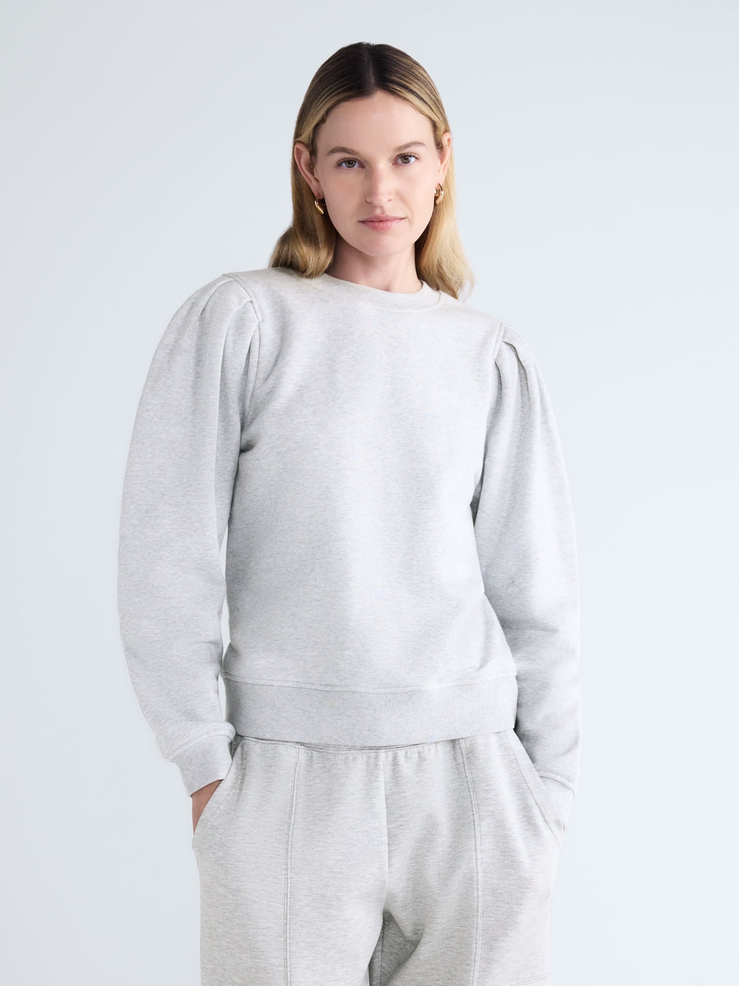 Scoop Women’s and Women's Plus Pleat Shoulder Sweatshirt, Sizes XS-4X