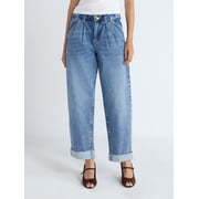 Scoop Women's and Women's Plus Pleated Cropped Barrel Jeans, 26'' Inseam, Sizes 0-28W