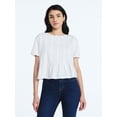 thumbnail image 1 of Scoop Women’s and Women's Plus Pleated Cropped Cotton Tee, Sizes XS-4X, 1 of 5