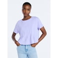 thumbnail image 1 of Scoop Women’s and Women's Plus Pleated Cropped Cotton Tee, Sizes XS-4X, 1 of 5