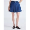 Free Assembly Women's Pleated Denim Mini Skirt wit