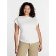 thumbnail image 1 of Terra & Sky Women’s Plus Pleated Shoulder Top with Short Sleeve, Size 0X-5X, 1 of 5