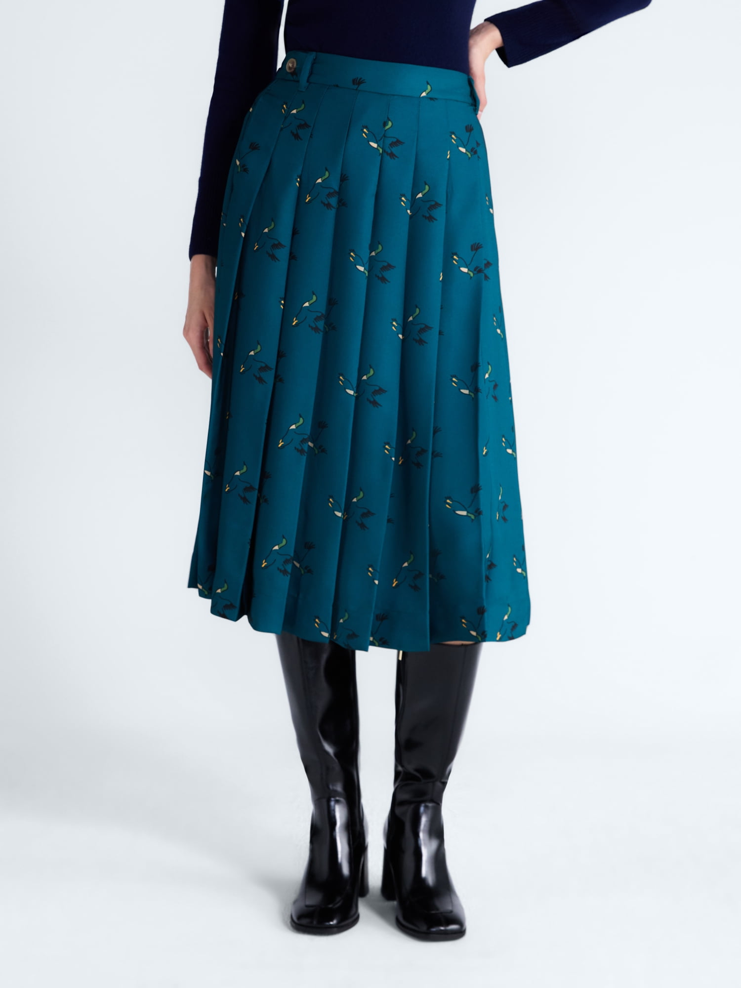 Free Assembly Women’s and Women’s Plus Pleated Tab Waist Midi Skirt, Sizes 0-28W