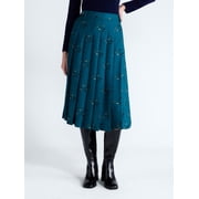 Free Assembly Women s and Women s Plus Pleated Tab Waist Midi Skirt, Sizes 0-28W